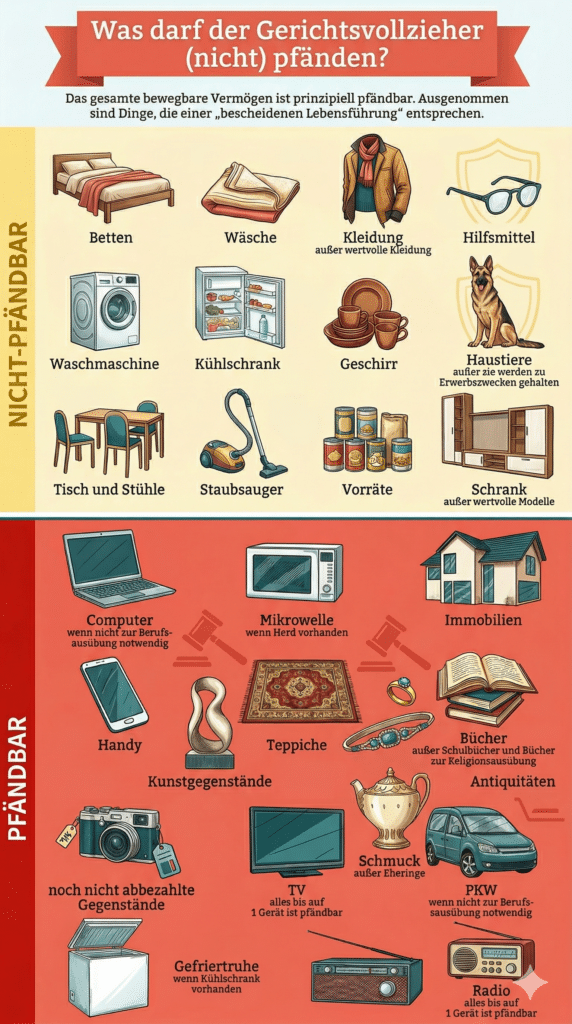 Infografik: Was darf der Gerichtsvollzieher nicht pfänden?
